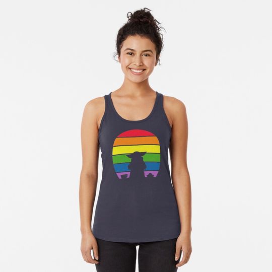 Alien With Frog Rainbow Pride Racerback Tank Top