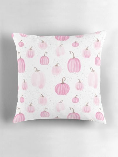 Pink Watercolor Pumpkins Pillow