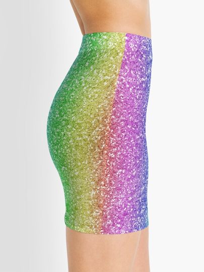 vertical rainbow glitter metallic ombre girly trend Mini Skirt