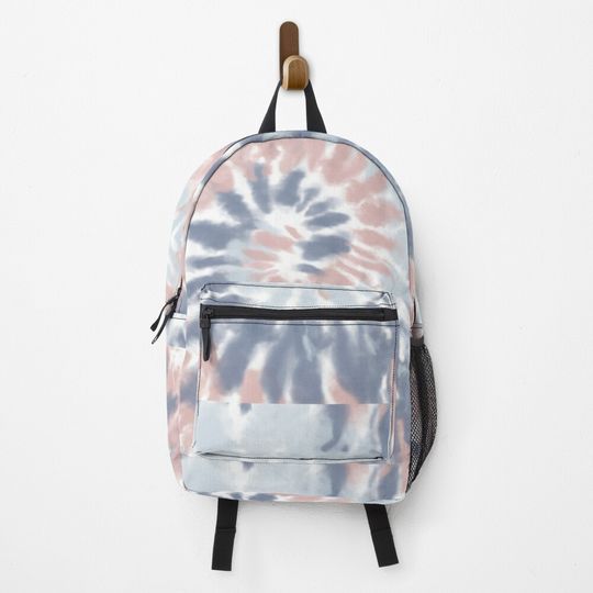 Pale Blue and Peach Swirl Tie Dye Pattern Backpack