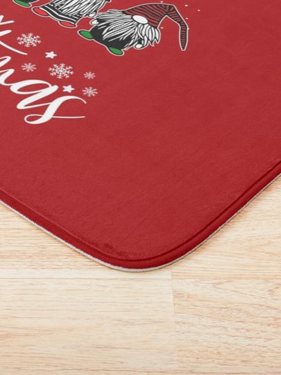 Cute Xmas Gnomes In Plaid Hats Merry Christmas Gift Fabulous Gnome Graphic  Bath Mat