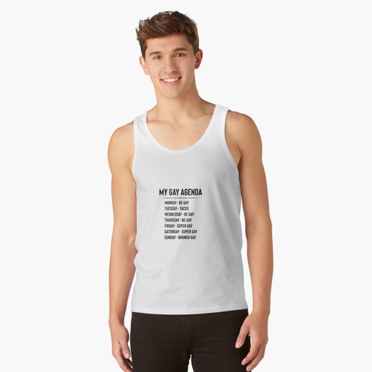 Gay-Pride-Gifts-My-Gay-Agenda-Funny-Lgbt-Lgbtq-Gays-Tank-Top Tank Top