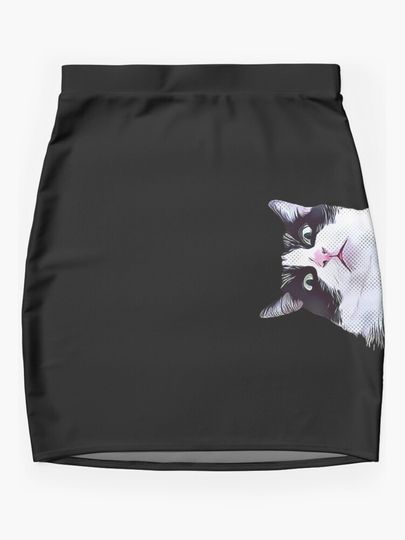 Peeking Suspicious Cat  Mini Skirt