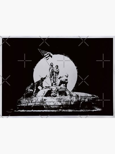 BANKSY FLAG SILVER Premium Matte Vertical Poster