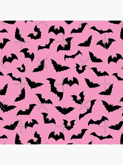 Pastel goth pink black bats Pillow