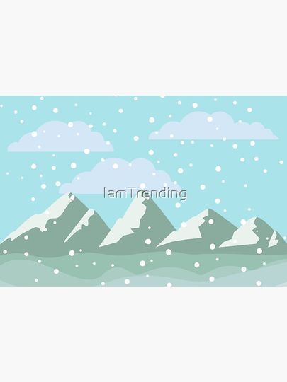 Light Blue Mountain Winter Snow  Bath Mat