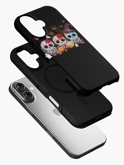Funny Owl Sugar Skull Pumpkin Hat Witch Halloween iPhone Case