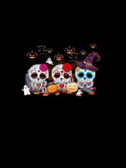 Funny Owl Sugar Skull Pumpkin Hat Witch Halloween iPhone Case