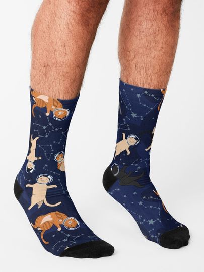Space Meows Socks