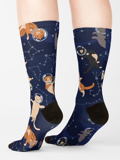 Space Meows Socks