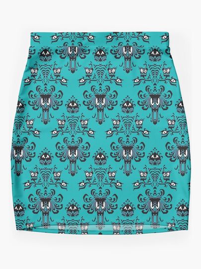 Teal Haunted Mansion Mini Skirt
