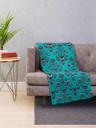 Teal Haunted Mansion Throw Blanket
