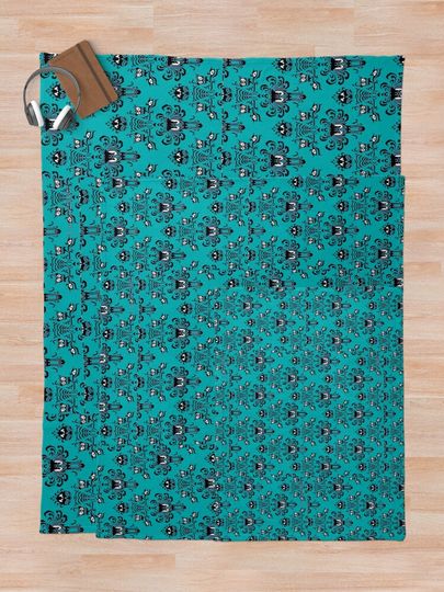 Teal Haunted Mansion Throw Blanket