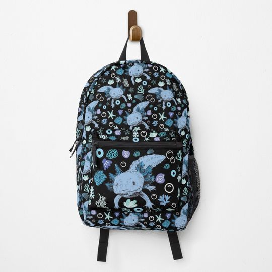 Blue Axolotl Coral Pattern Backpack