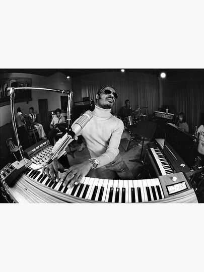 Stevie Wonder black and white Premium Matte Vertical Poster
