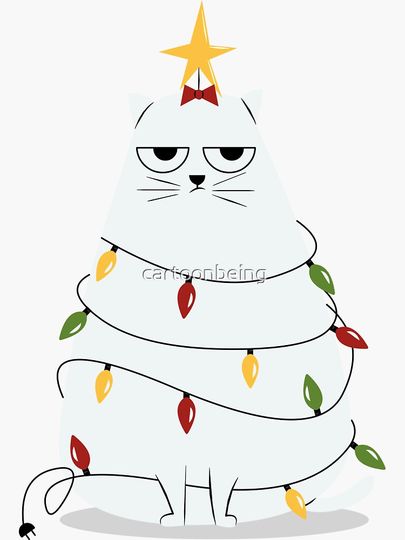 Grumpy Christmas Cat Sticker