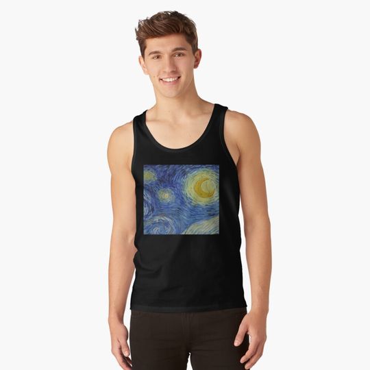 Vincent van gogh t-shirt, starry night, post impressionism, Van Gogh lettering Tank Top
