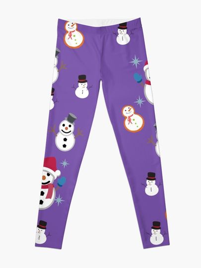 Christmas Snowman Leggings Royal Purple Leggings