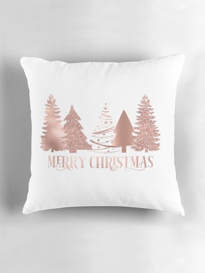 Rose gold Pink Merry Christmas  Pillow