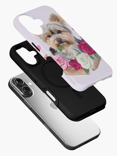 Cute Yorkie flowers iPhone Case