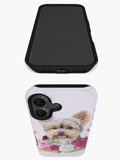 Cute Yorkie flowers iPhone Case