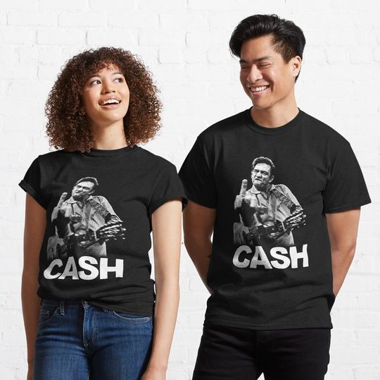 Selling Johnny Cash With HIs Guitar and Middle Finger  Classic T-Shirt