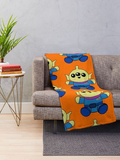 Green Toy Alien Plush Throw Blanket