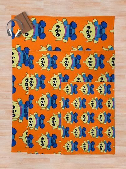 Green Toy Alien Plush Throw Blanket