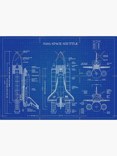 NASA Space Shuttle (Blueprint) Premium Matte Vertical Poster