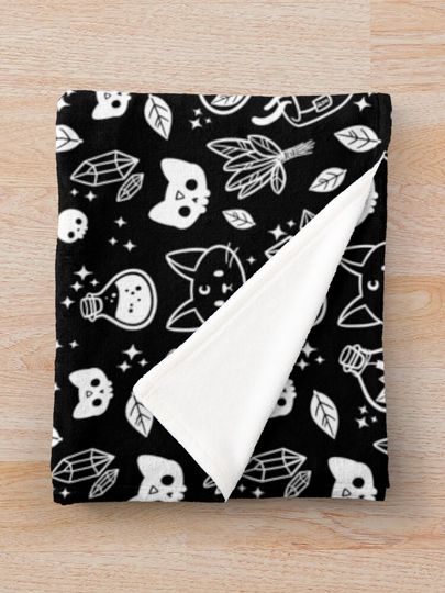 Herb Witch // Black and White | Nikury Throw Blanket