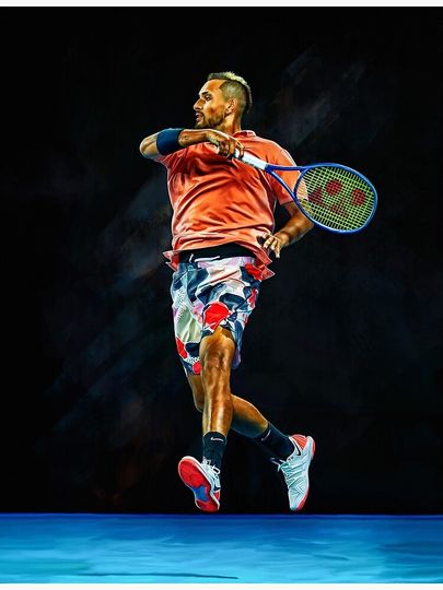 Nick Kyrgios at Australian Open 2020. Digital artwork print poster. Tennis fan art gift. Premium Matte Vertical Poster