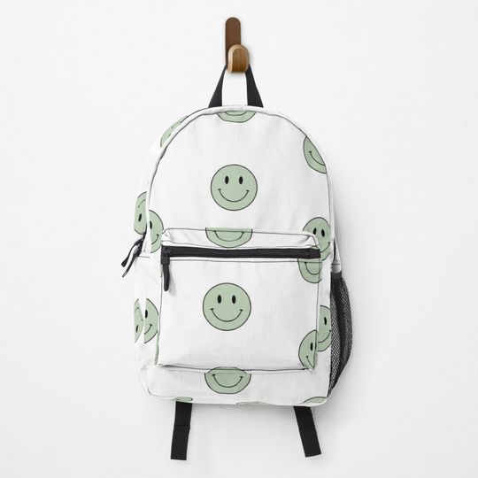 Sage Green Smiley Face Backpack
