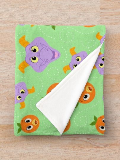 Festival Fresh - Figment and orange bird (green) Throw Blanket