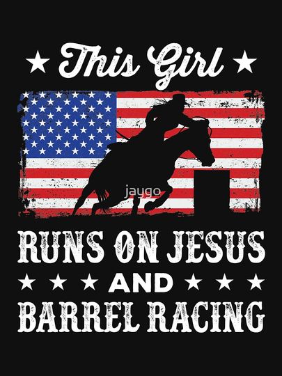 This Girl Runs on Jesus and Barrel Racing Racerback Tank Top