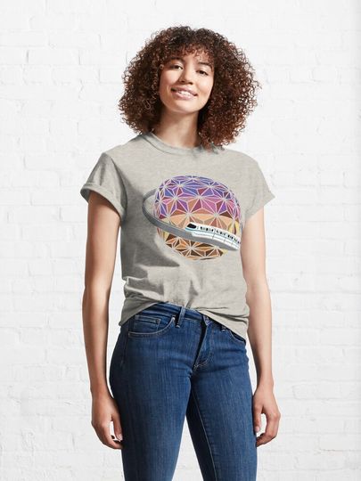 Spaceship Saturn With Teal Monorail Classic T-Shirt