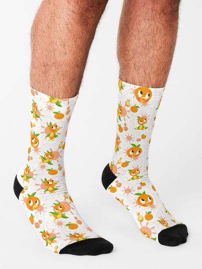 Hello Sunshine! - Orange Bird (white background) Socks