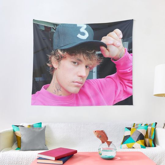 Justin Bieber Handsome In Pink  Tapestry