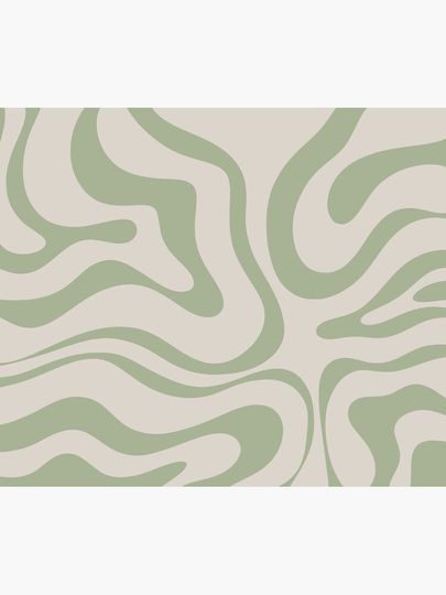 Liquid Swirl Abstract Pattern in Beige and Sage Green Shower Curtain