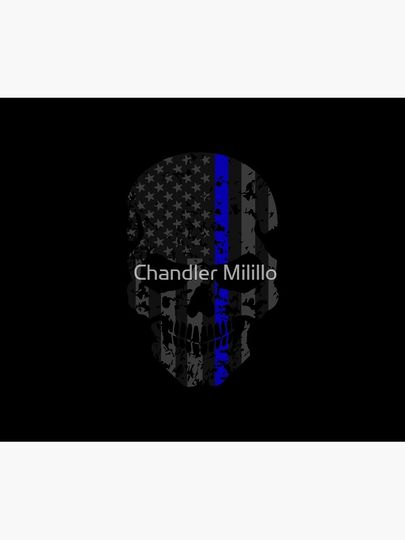 Thin Blue Line Police American  Skull Duvet Cover