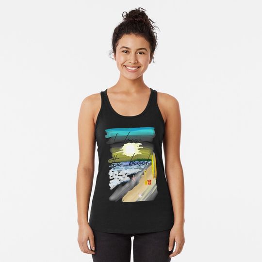 I LOVE THE BEACH  Racerback Tank Top