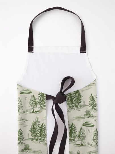 Green Alien Abduction Toile De Jouy Pattern Apron
