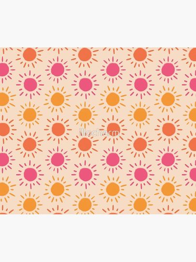 Groovy Retro Sun Pattern - Tan Orange Pink Palette Shower Curtain