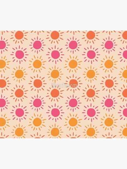 Groovy Retro Sun Pattern - Tan Orange Pink Palette Shower Curtain