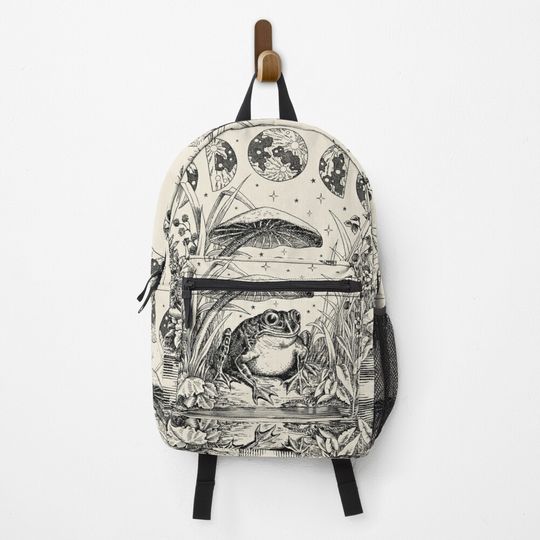 Cute Cottagecore Aesthetic Frog Mushroom Backpack