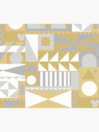 Gold and Silver "it's a small world" Pattern Throw Blanket