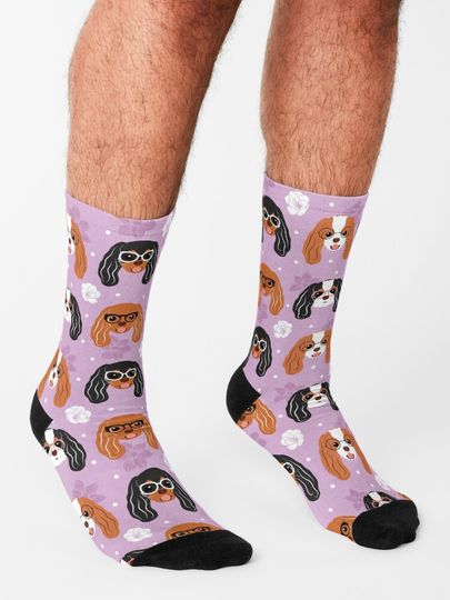 Cavalier King Charles Spaniel with Glasses Socks
