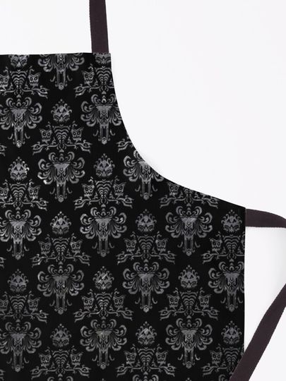 Haunted Mansion Wallpaper Black and Silver Apron