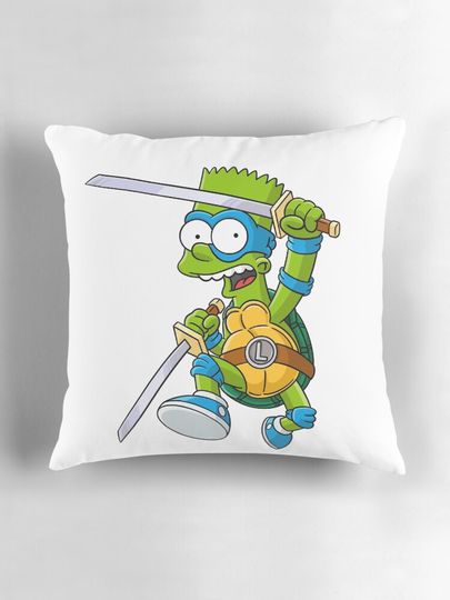 Ninja Turtle Bart - TMNT - SIMPSONS Pillow, simpson throw pillows decor, Gift for Fan