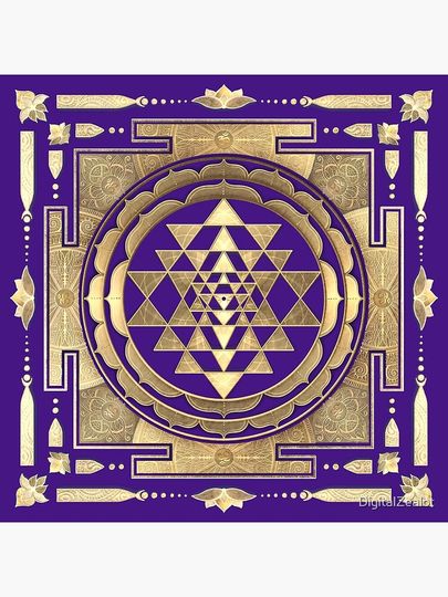 GOLDEN SRI YANTRA (plum purple background) Premium Matte Vertical Poster
