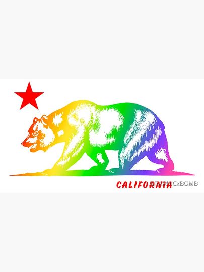 California Republic Bear NCR Cali Gay Pride Rainbow Gradient Flag Cap